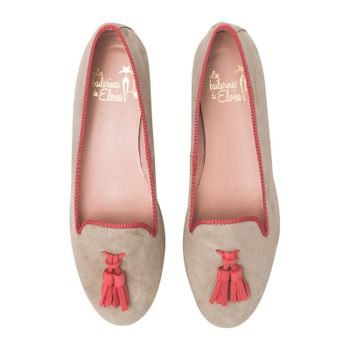 Slipper ante beige borlas ante coral - Modelo Pekín.