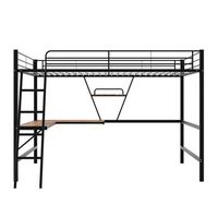 cama entrepiso de hierro - 90x200 cm - con escritorio esquinero y estante - negro