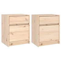 pack 2 uds mesitas de noche  mesa auxiliar  mesilla madera maciza de pino 40x31x50 cm