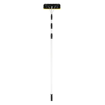 Costway Rastrillo de Aluminio para Nieve con Barredora Telescópica de 6,3 m y Hoja Grande de 39 cm con Cierre Giratorio para Quitar Hojas