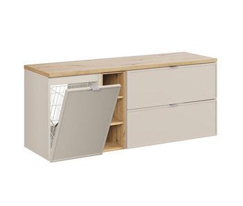 Mueble bajo lavabo 140cm 3 compartimientos cesto de ropa alba cachemira