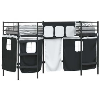 Cama Litera Para Niños Con Cortinas Liso Negro 100 X 190 Cm Vidaxl