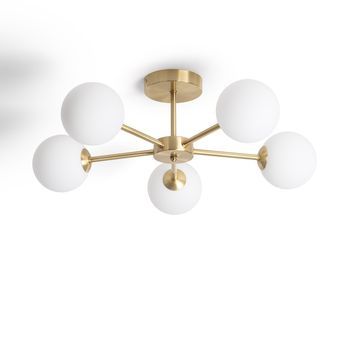Lámpara De Techo Metal Y Cristal Moonlight Brass 5 Focos Dorado