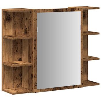 Armario De Espejo De Baño Contrachapada Envejecida 80x20,5x64cm Vidaxl