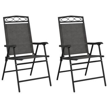 Pack 2 Uds Sillas De Jardín | Silla De Exterior | Sillón Plegables Acero Y Textileno Gris Melange