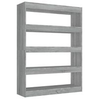 estanteria  libreria  armario de librosdivisor de espacios gris sonoma 100x30x135 cm