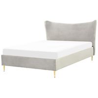 cama con somier de terciopelo gris claro dorado 140 x 200 cm somier chaleix