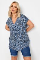 yours top azul leopardo manga sisa mujer curvy y tallas grandes yours