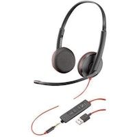 auricular poly plantronics blackwire c3225 - alambrico - diseno sobre la cabeza - estereo - negro -