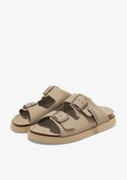sandalias de piel comodas dfranklin - vibe sandals buckle taupe - hechas en espana - marron