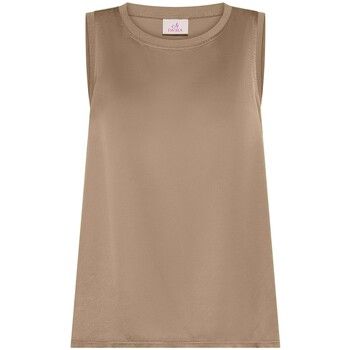 Deha Camiseta tirantes Flared Satin Front Top para mujer