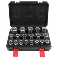 juego de 19 vasos estriados - hexagonal 12 puntas y multidentado para mecanicos