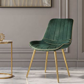 Juego de 2 sillas de metal y terciopelo verde cm 51x59x79