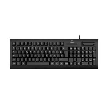 Coolbox - usb keyboard with integrated dni and smart card reader coo-tec04dni, featuring silent membrane technology, 105 spanish iso keys, and compatibility with windows and linux systems. ideal for
