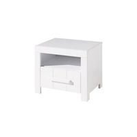 mesita de noche erik vipack en madera lacada blanca con 1 nicho y 1 cajon l 50 cm