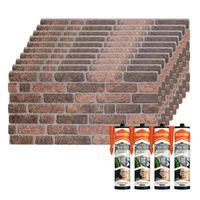 set de 10 paneles de pared decorativos efecto 3d ladrillo industrial oscuro fabricados en eps  4 botes de adhesivo de montaje de alta resistencia