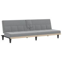 sofa cama  cama para adultos con portavasos tela gris claro