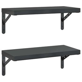 2 Piezas Estantes De Pared | Estante Flotante Acero Inoxidable Negro 50x23,5 Cm