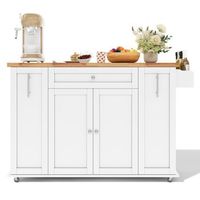 isla de cocina con encimera abatible 120 cm blanca y madera natural