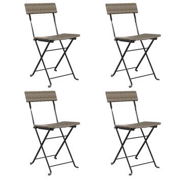 Pack 4 Uds Sillas Cafetería Plegables Acero Y Ratán Sintético Gris
