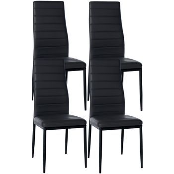 Juego De 4 Sillas De Comedor Mayfair Simil Cuero Negro 40x41.5x99 Cm Clp