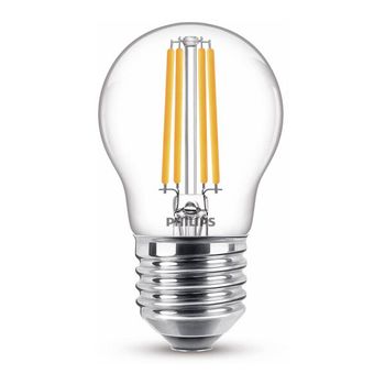 Philips Bombilla LED E27 bola filamento luz cálida (6,5W)
