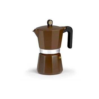 Monix Cream - Cafetera italiana de aluminio tamaño disponible para 6 9 12 tazas. Apta para cocina de gas vitrocerámica inducción