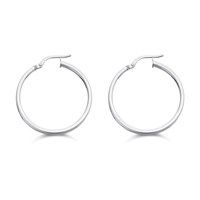 9ct white gold hoop earrings - 25mm - g2193
