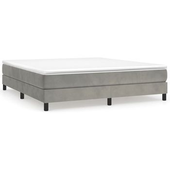 Estructura De Cama Con Somier Terciopelo Gris Claro 180x200 Cm Vidaxl