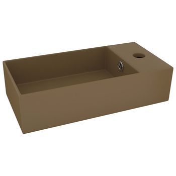 Lavabo De Baño Moderno | Lavabo Con Rebosadero Cerámica Crema Mate