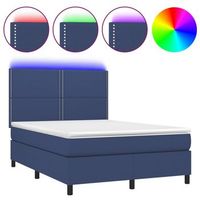 cama box spring colchon y luces led tela azul 140x190 cm vidaxl