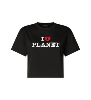 Save The Duck para mujer. DT2228W-BESY20 Camiseta I Love Planet negro (L), Casual, Algodón, Manga corta