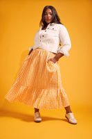 yours falda algodon de cuadros naranjas vichy mujer curvy y tallas grandes yours