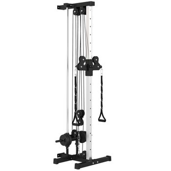 SPORTNOW Máquina Polea Alta y Baja de Pared de Doble Polea Ajustable en 15 Posiciones Multifunción Lat Pulldown para Gimnasio