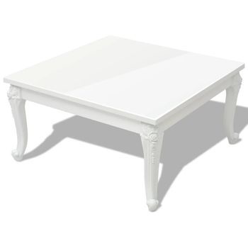 Mesa De Centro，mesa Auxiliar，mesa De Café 80x80x42 Cm Blanco Brillante