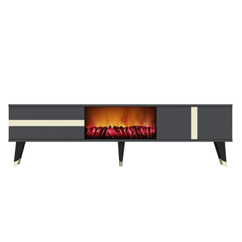 Suny Mueble Tv Con Chimenea Led De 150 Cm Gris Antracita