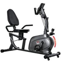 bicicleta estatica rolipo reclinada con 8 niveles de resistencia pantalla lcd asiento ajustable y cuerdas para brazos