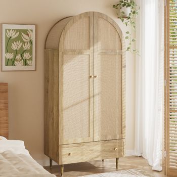 Armario Ropero Con Cajones - Mueble Para Dormitorio - Mdf - Roble (79x50x175cm)