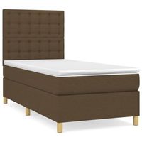 cama individual  cama para adultos  cama box spring con colchon tela marron oscuro 80x200 cm