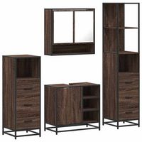 set de muebles bano 4 pzas  armarios bano madera contrachapada roble marron