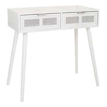 Recibidor de madera y rejilla blanco 80x42x79
