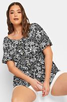 limited collection top blanco y negro de flores con botones mujer curvy y tallas grandes yours