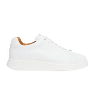BOSS para hombre. 50497887 Zapatillas de piel Bulton blanco (46), Plano, Cordones, Casual
