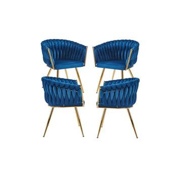 Pack 4 Sillas Widny Golden Terciopelo De Terciopelo 87*56*44 Cm - Azul
