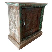mesita de madera acabado artesanal marron 52x29x60h cm