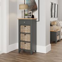 arlia oak and grey 1 drawer 3 basket storage unit