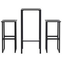 juego de mesa alta y taburetes de jardin 3 piezas acero negro