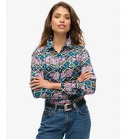 superdry para mujer w6012006a camisa sheer multicolor xl casual viscosa manga larga