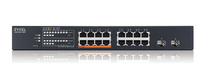 zyxel xmg1915-18ep 16-port 25gbe 2 sfp 8 x poe 180w smart switch hybrid mode standalone or nebulaplex cloud