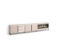 mueble tv television muebles de salon almacenaje 315x35x61cm para tv hasta 80 chimenea electrica xxl diseno industrial led estilo moderno beige